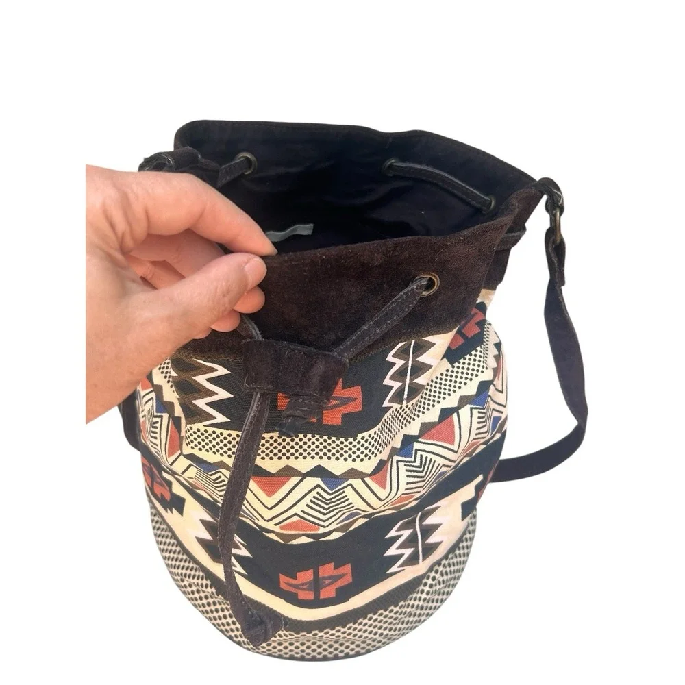 Ecote Urban Outfitters Suede Bucket Bag Southwestern Boho Crossbody Purse